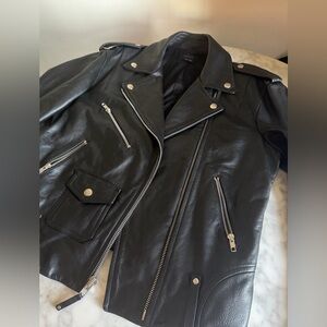 Women’s Genuine Leather Theory Dalayan Biker Jacket
